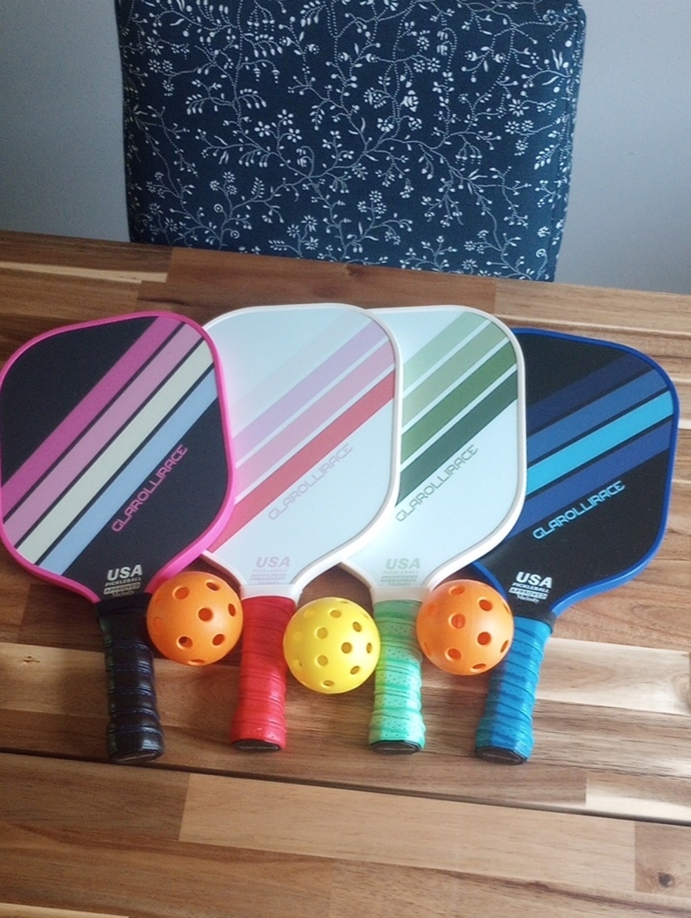Kids Pickleball Paddle Set in Pink, White, Green, and Blue
